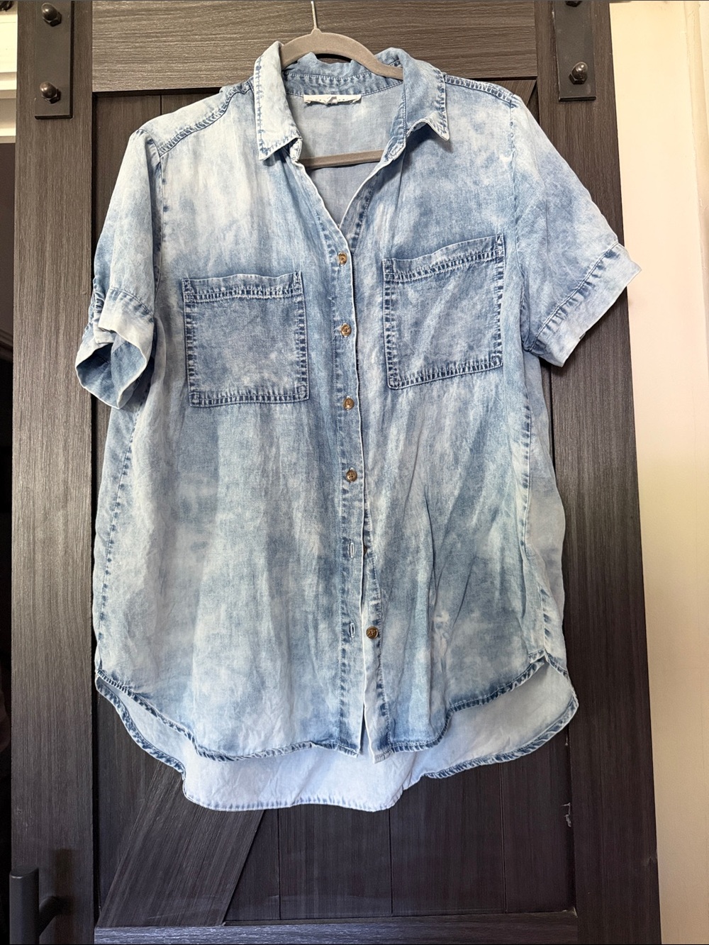 Jane and Delancey Light Blue Washed Denim Button-Down Shirt